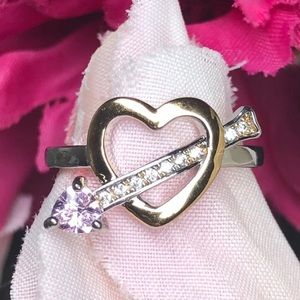 New! White/yellow gold/pink topaz ring size 6.5